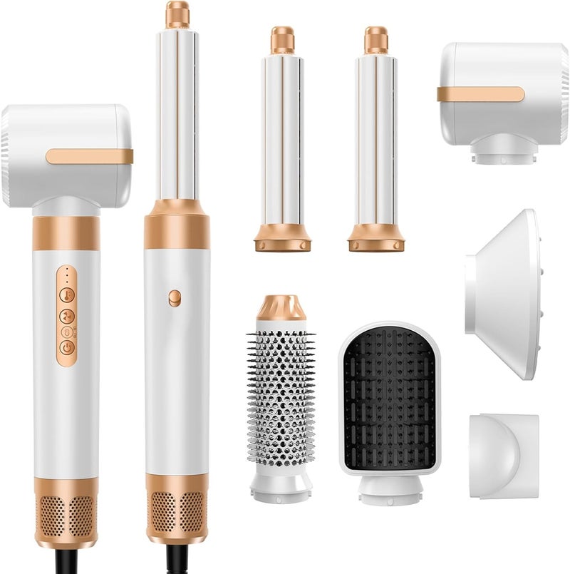 trylater 7 in One Blow Dryer Brush, Negative Ion Hair Dryer Brush Set Upgrade Hot Air Brush Air Styler Curling Wrap Air Curler, Curling Iron Hair Styling Tools As A Gift for Straight/Curl/Drying/Smoothing - Image 1